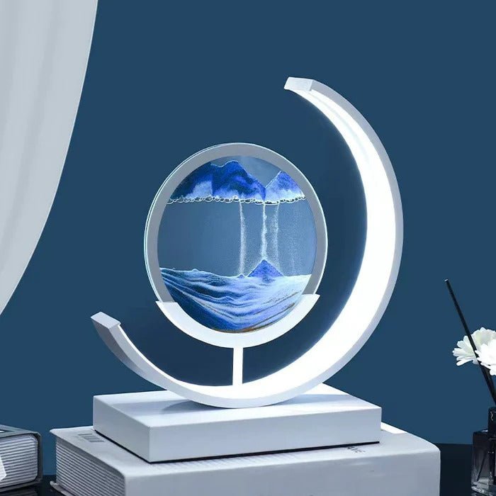 Modern acrylic LED table lamp | Unique rotating sand art bedside light 2