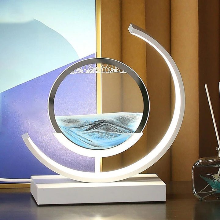 Modern acrylic LED table lamp | Unique rotating sand art bedside light 4