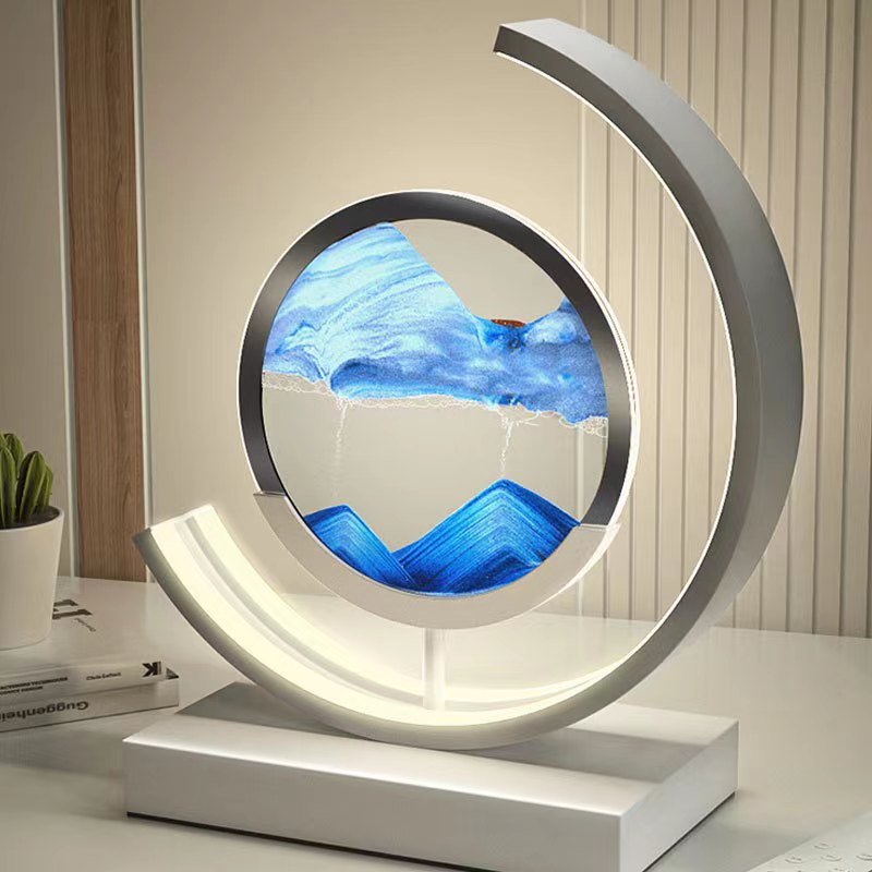 Modern acrylic LED table lamp | Unique rotating sand art bedside light 5