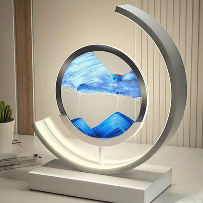 Modern acrylic LED table lamp | Unique rotating sand art bedside light 5