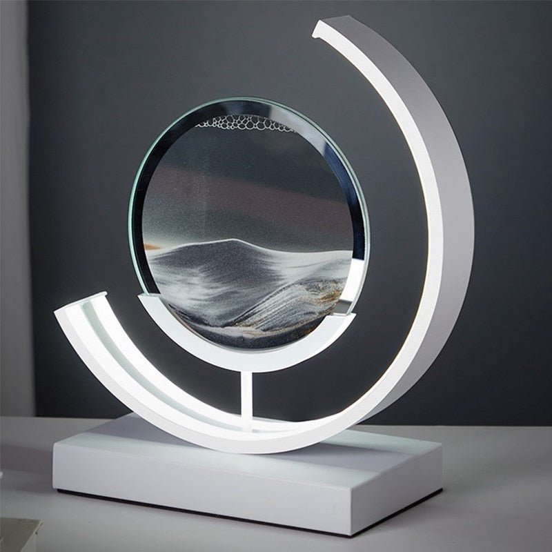 Modern acrylic LED table lamp | Unique rotating sand art bedside light 6