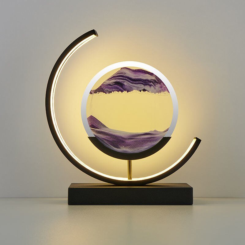 Modern acrylic LED table lamp | Unique rotating sand art bedside light 7