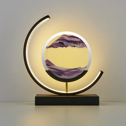 Modern acrylic LED table lamp | Unique rotating sand art bedside light 7