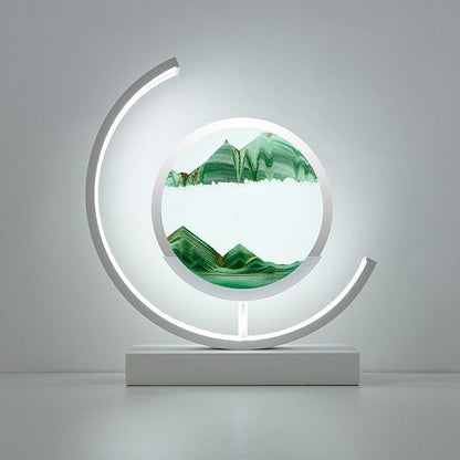 Modern acrylic LED table lamp | Unique rotating sand art bedside light 9
