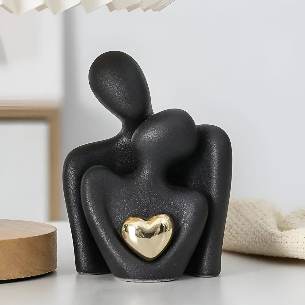 MonoHeart Sculpture, Modern Minimalist Ceramic Couple Figurine