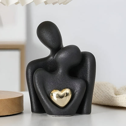 MonoHeart Sculpture, Modern Minimalist Ceramic Couple Figurine