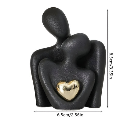MonoHeart Sculpture, Modern Minimalist Ceramic Couple Figurine