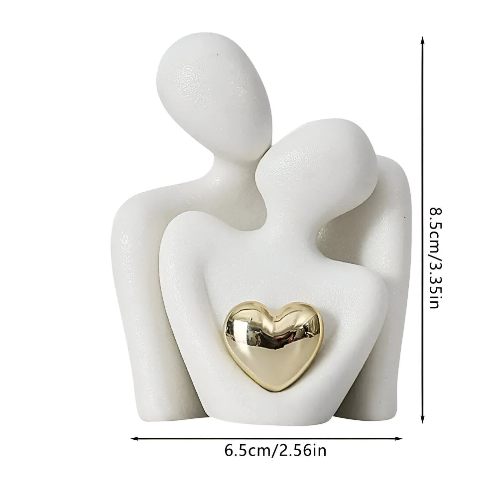 MonoHeart Sculpture, Modern Minimalist Ceramic Couple Figurine