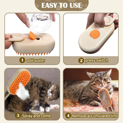 Pet Grooming Revolution | 3-in-1 Pet Brush with Massage & Spray | Versatile Grooming Tool for Cats and Dogs 4