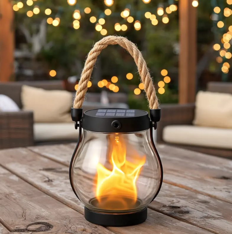 Portable USB rechargeable hemp rope lantern | Compact grey outdoor and indoor light 0