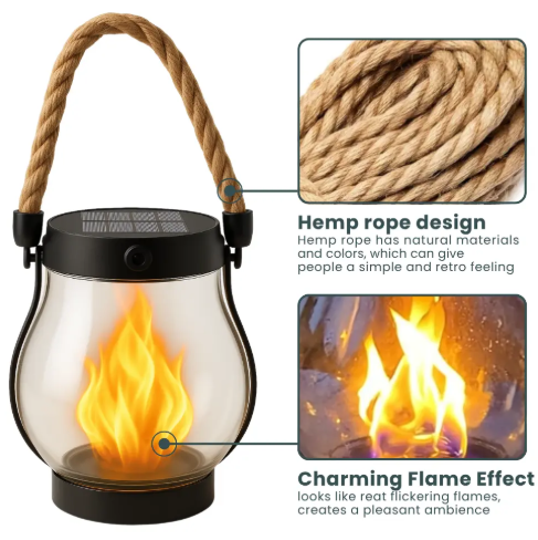 Portable USB rechargeable hemp rope lantern | Compact grey outdoor and indoor light 3