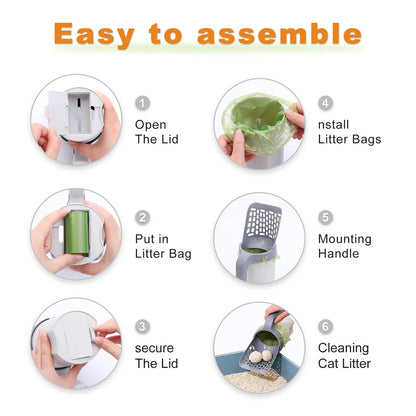 Purrfect Clean | Cat Litter Scoop with Built-In Waste Container | Spacious Design for Effortless Disposal 2