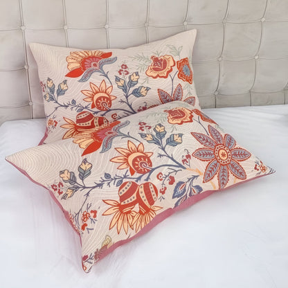 Rustic Floral Boho Pillowcases, 100% Cotton, Set of 2