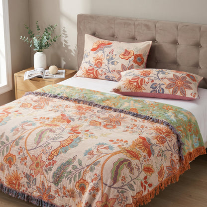 Rustic Floral Boho Pillowcases, 100% Cotton, Set of 2