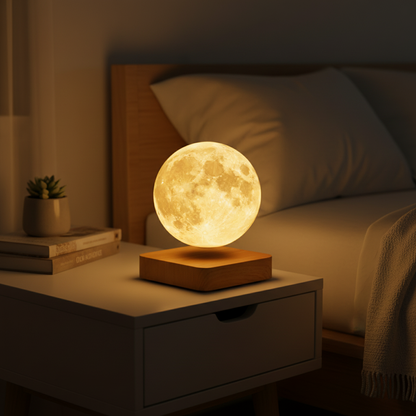 Floating Moon Lamp for Desk, Wireless Rechargeable, Dimmable, Levitating Ambient Light