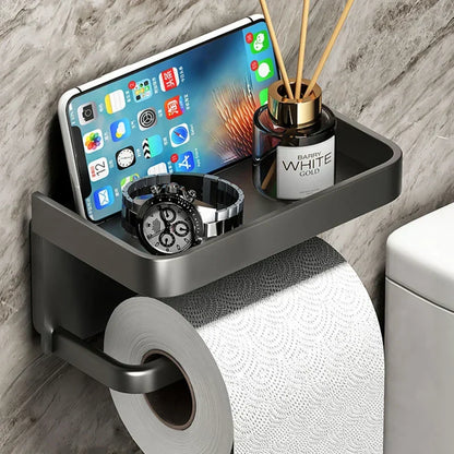AeroShelf – Modern Toilet Roll Holder with Stylish Storage Shelf