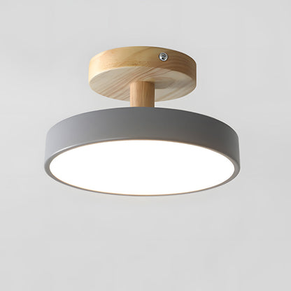 Scandinavian Ceiling Lamp with Wooden Base & Soft Pastel Design