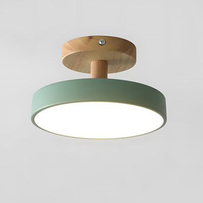 Scandinavian Ceiling Lamp with Wooden Base & Soft Pastel Design