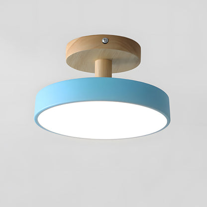 Scandinavian Ceiling Lamp with Wooden Base & Soft Pastel Design