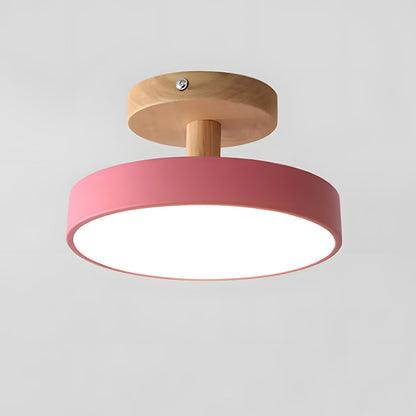 Scandinavian Ceiling Lamp with Wooden Base & Soft Pastel Design