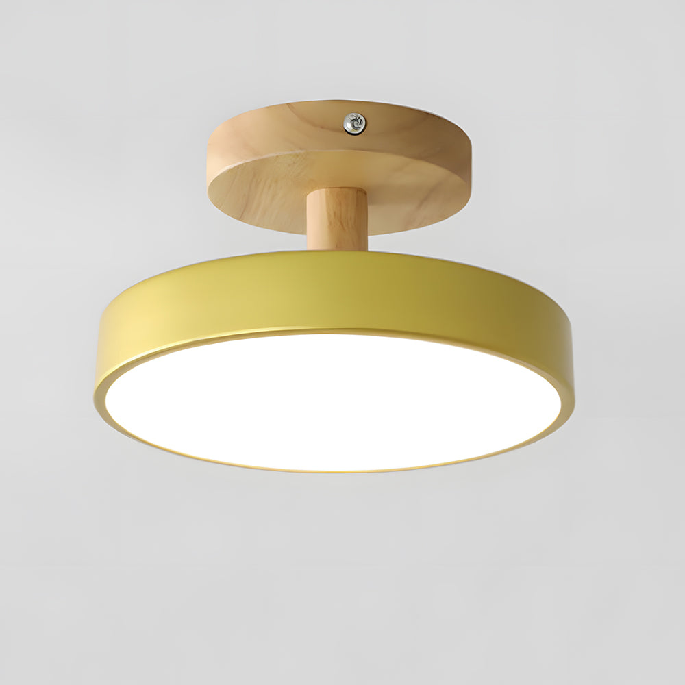 Scandinavian Ceiling Lamp with Wooden Base & Soft Pastel Design