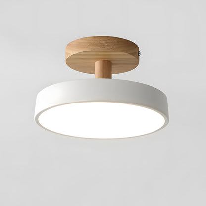 Scandinavian Ceiling Lamp with Wooden Base & Soft Pastel Design