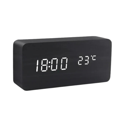WOODSENSE – LED Wooden Clock with Voice Control for Stylish Time Display