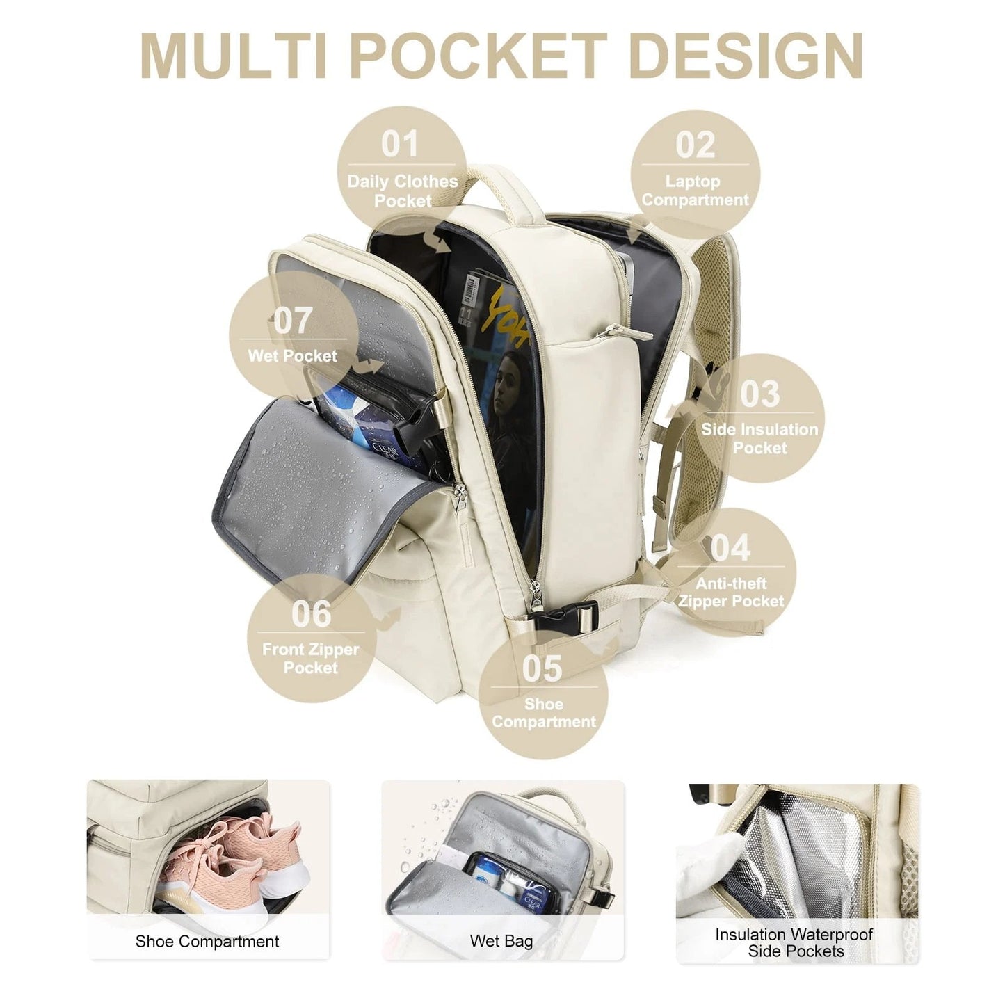 Versatile Travel Backpack | Waterproof Design with USB Port & Anti-Theft Features | Stylish Carry On Backpack for Women 1