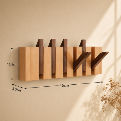 Wall mount shelf with hooks | Elegant wooden wall-mounted rack for coats and bags 10