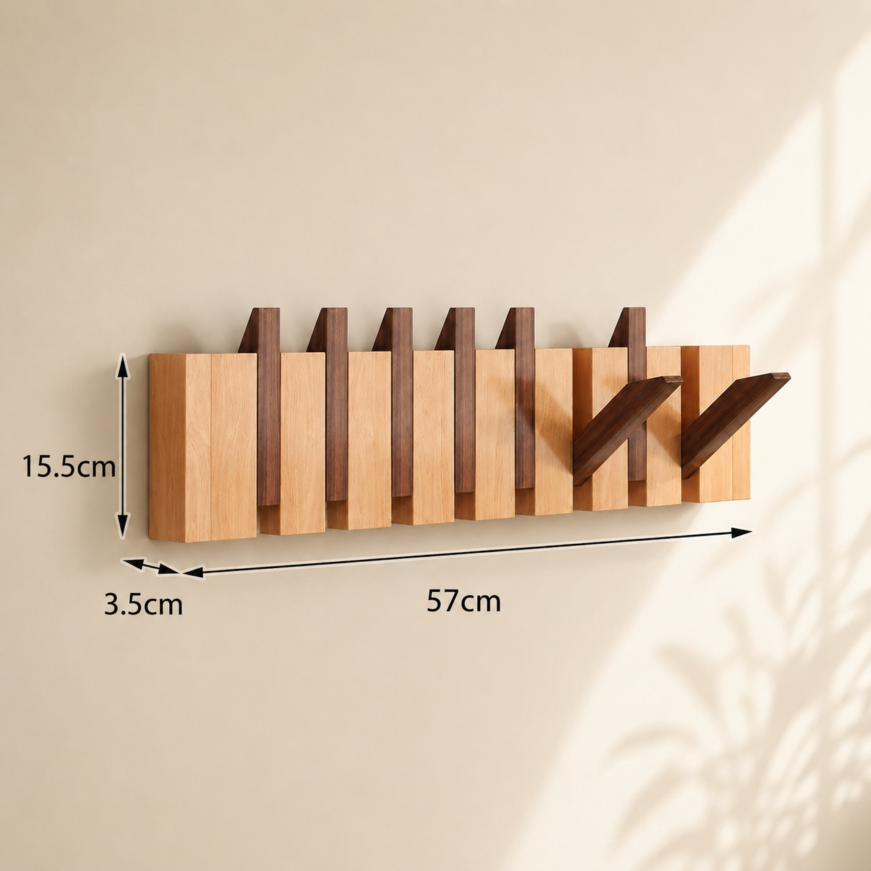 Wall mount shelf with hooks | Elegant wooden wall-mounted rack for coats and bags 4