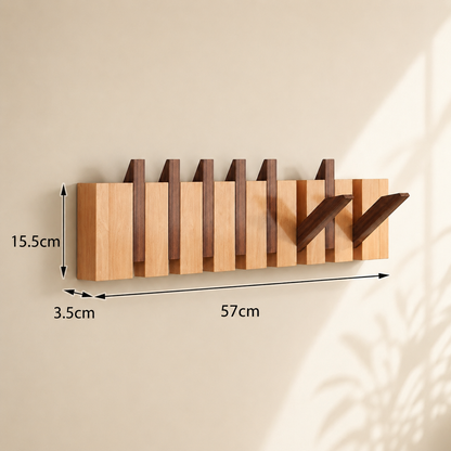 Wall mount shelf with hooks | Elegant wooden wall-mounted rack for coats and bags 4