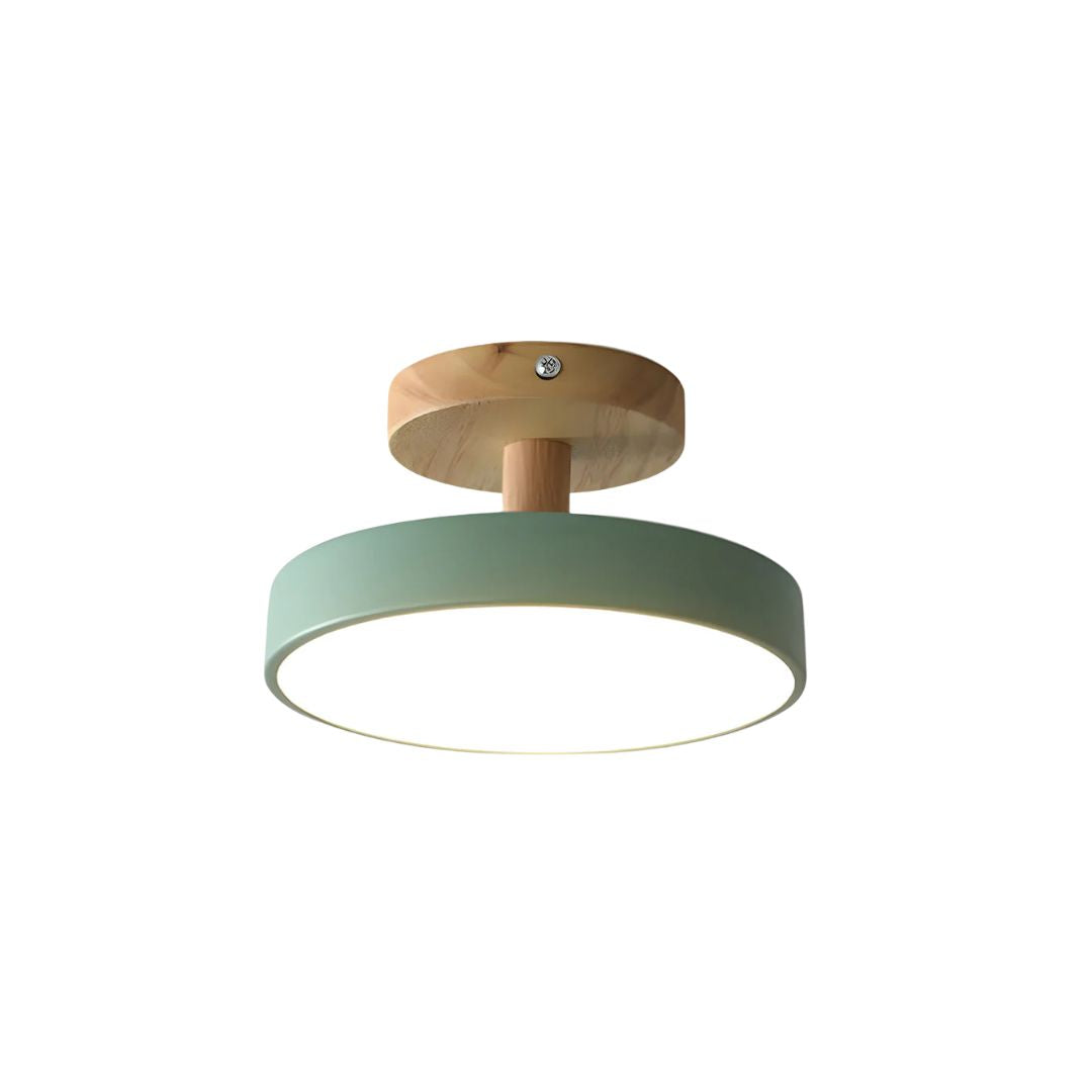 Scandinavian Ceiling Lamp with Wooden Base & Soft Pastel Design