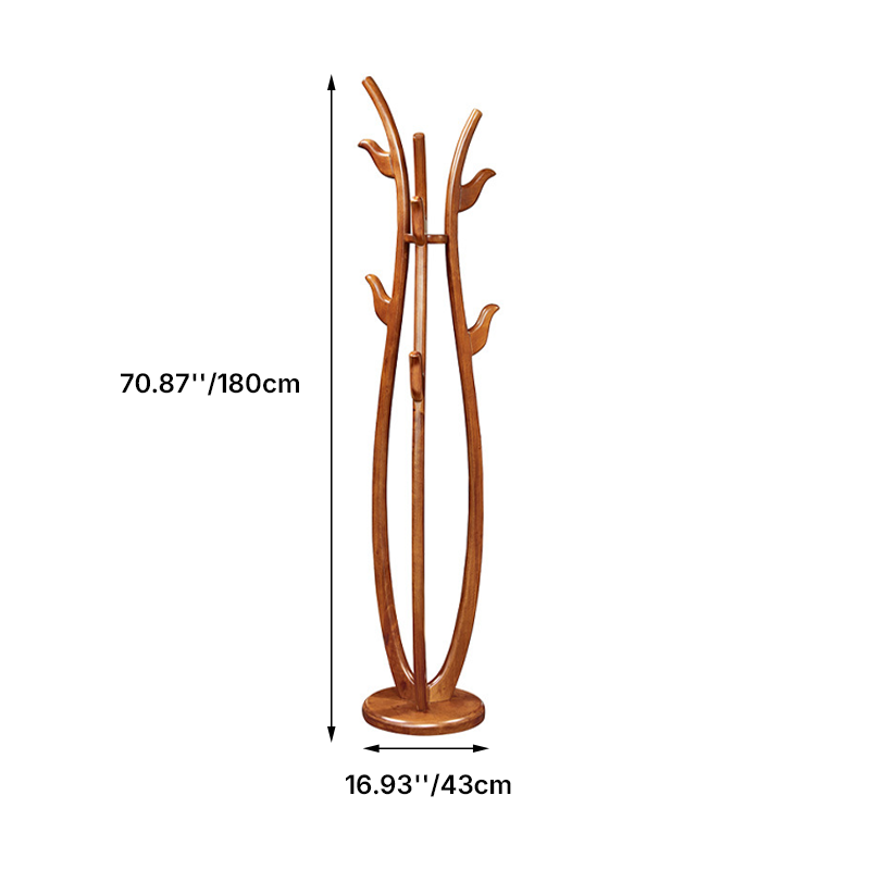 Sculptural Rubberwood Coat Rack, Curved Hooks