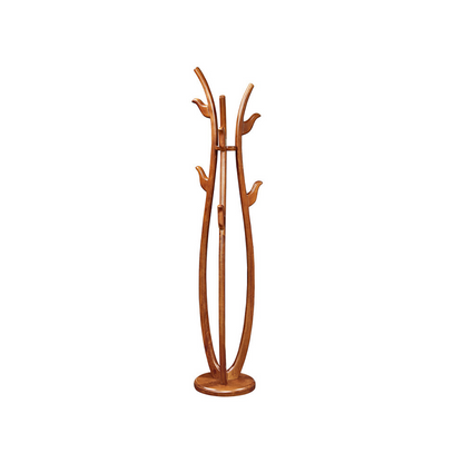 Sculptural Rubberwood Coat Rack, Curved Hooks