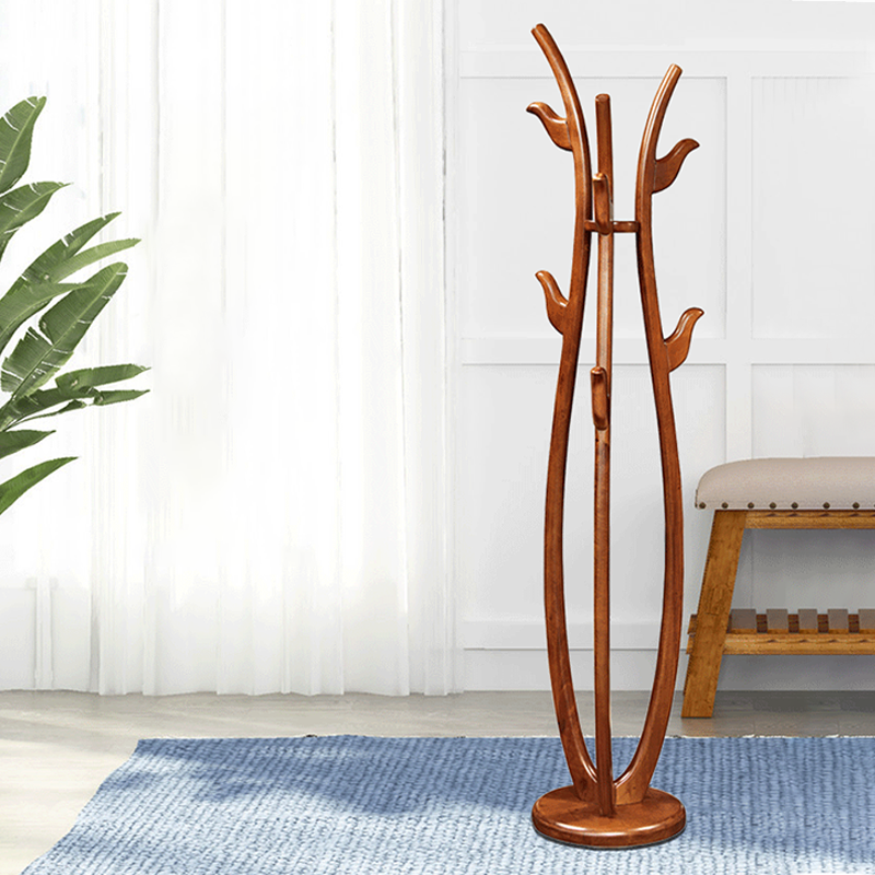 Sculptural Rubberwood Coat Rack, Curved Hooks