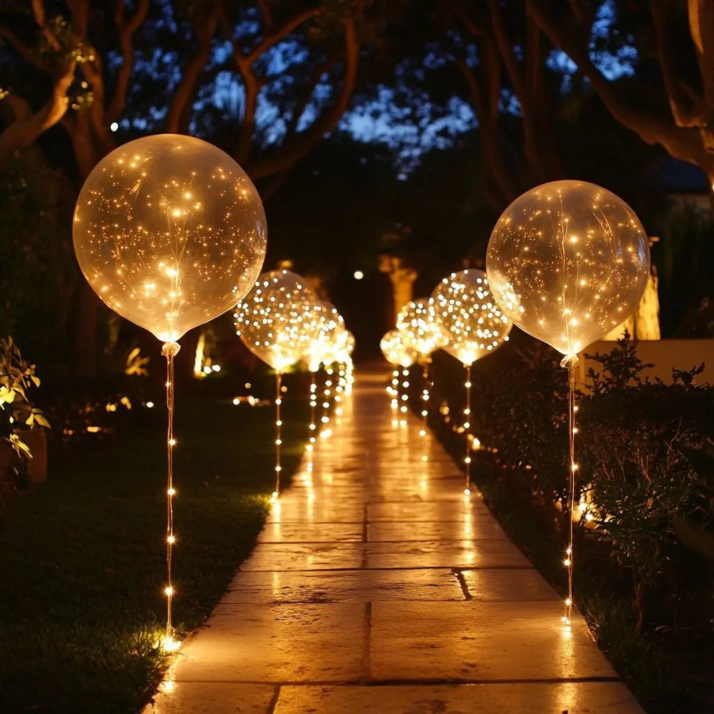 LED Balloons with Lights, Clear Balloon 45 cm, Set of 10 with Warm White Fairy Light Wire