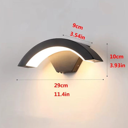 Motion Sensor Outdoor Wall Light - Modern Curved LED Lamp