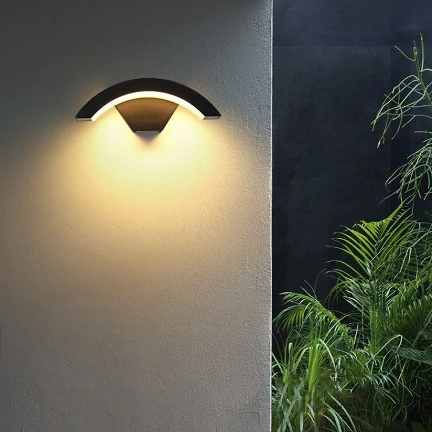 Motion Sensor Outdoor Wall Light - Modern Curved LED Lamp
