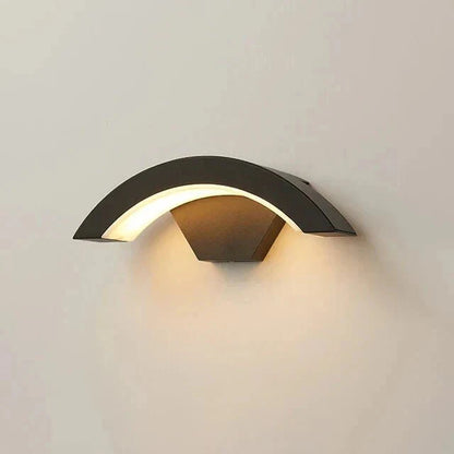 Motion Sensor Outdoor Wall Light - Modern Curved LED Lamp