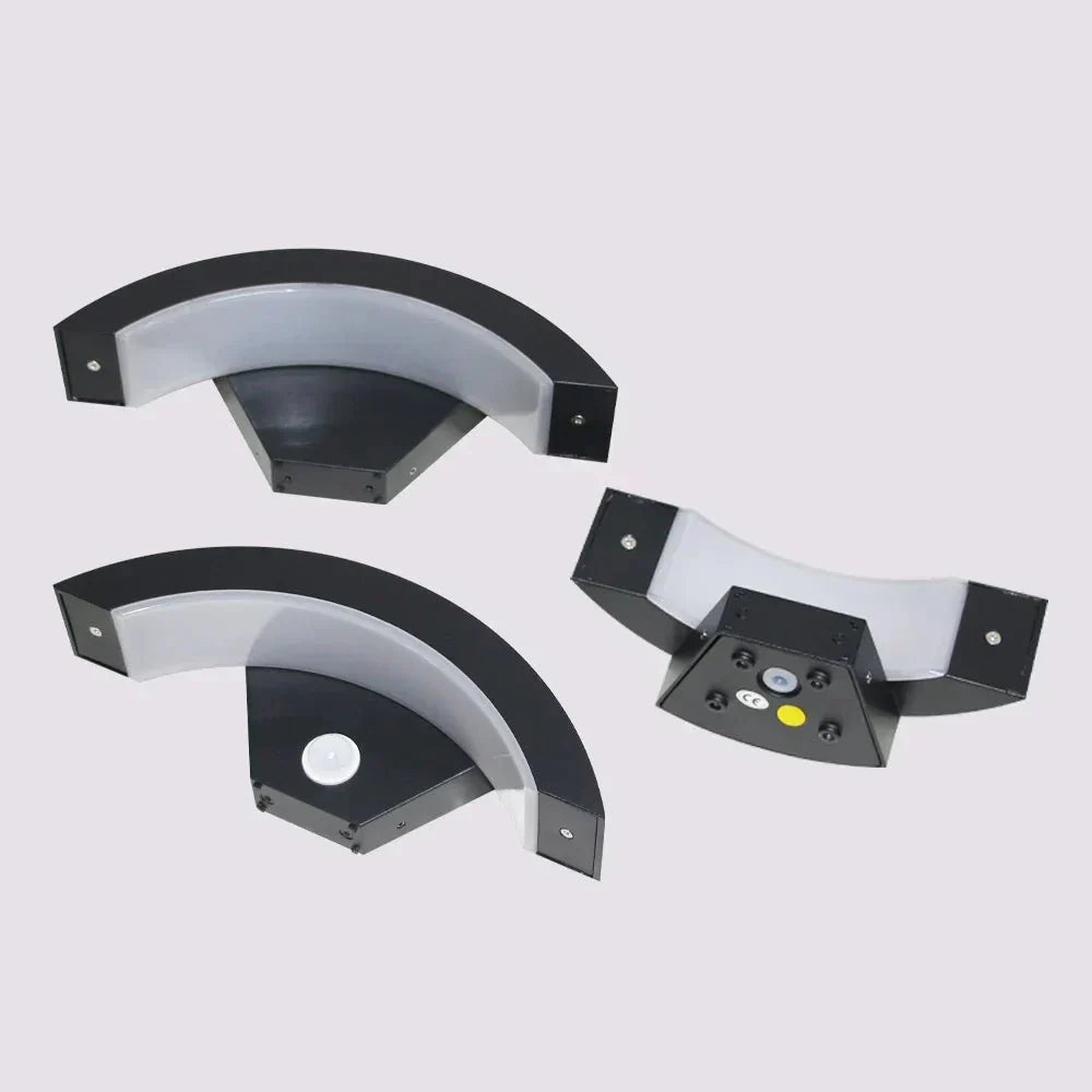 Motion Sensor Outdoor Wall Light - Modern Curved LED Lamp