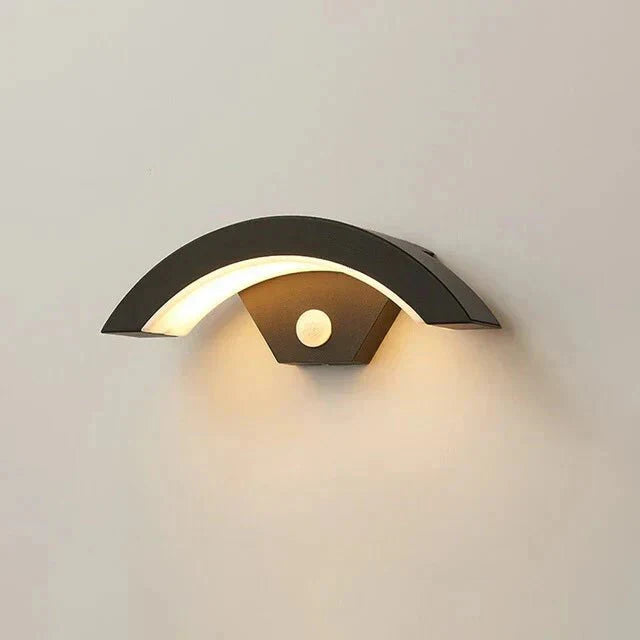 Motion Sensor Outdoor Wall Light - Modern Curved LED Lamp