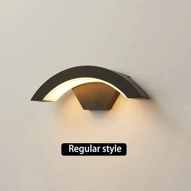 Motion Sensor Outdoor Wall Light - Modern Curved LED Lamp