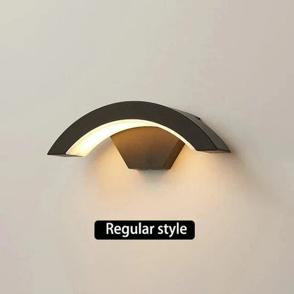 Motion Sensor Outdoor Wall Light - Modern Curved LED Lamp
