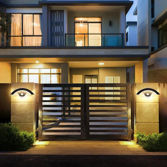 Motion Sensor Outdoor Wall Light - Modern Curved LED Lamp