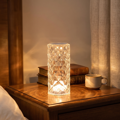 Crystal Touch Lamp, 16-Color Dimmable, Acrylic, USB-C Rechargeable