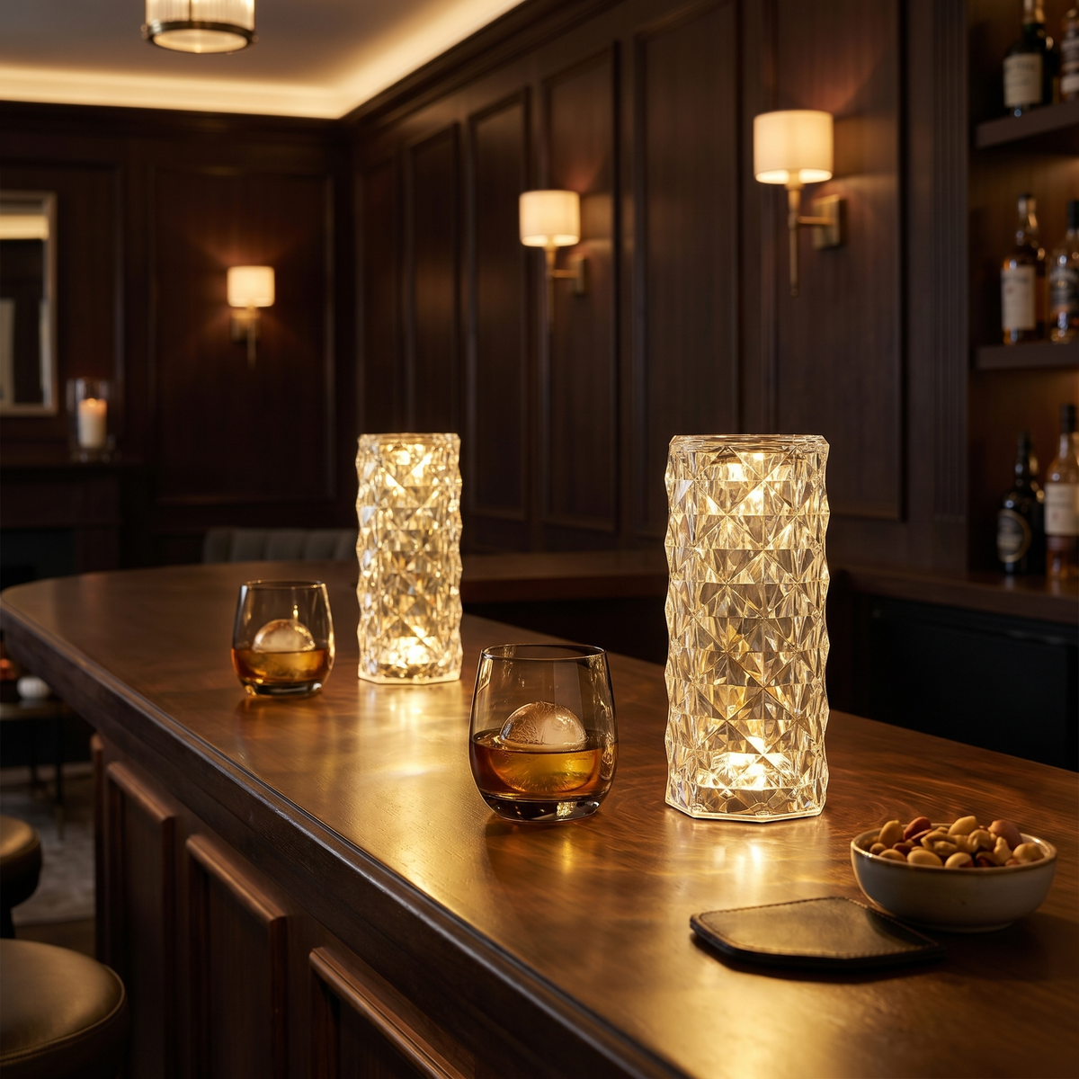 Crystal Touch Lamp, 16-Color Dimmable, Acrylic, USB-C Rechargeable