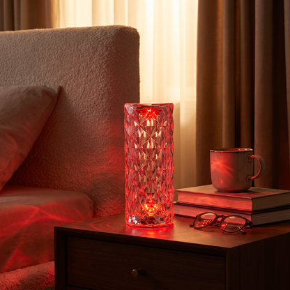 Crystal Touch Lamp, 16-Color Dimmable, Acrylic, USB-C Rechargeable