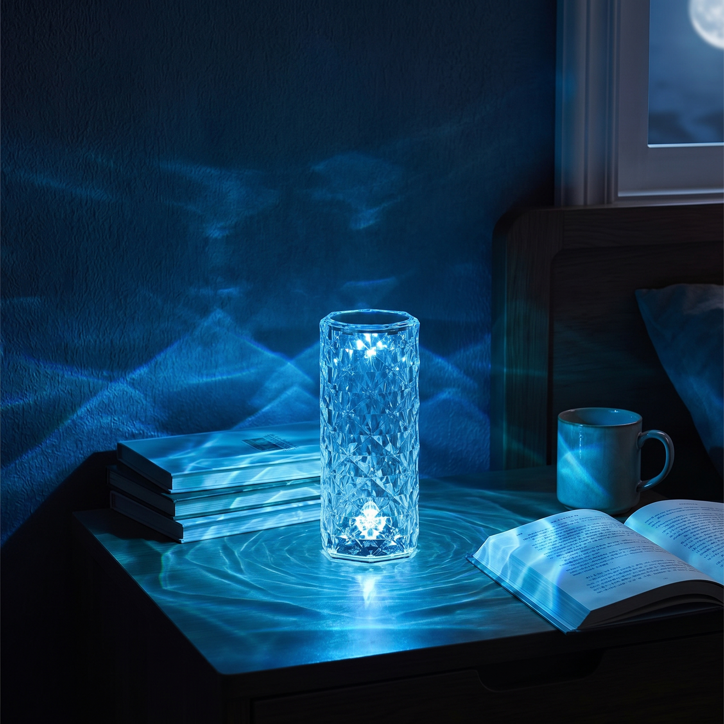 Crystal Touch Lamp, 16-Color Dimmable, Acrylic, USB-C Rechargeable