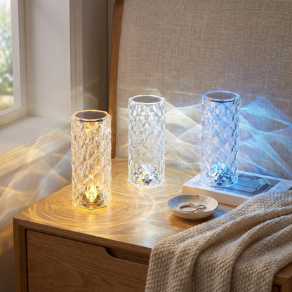 Crystal Touch Lamp, 16-Color Dimmable, Acrylic, USB-C Rechargeable