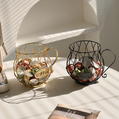 Wrought Iron Coffee Capsule Holder in Cup Shape | KELiving